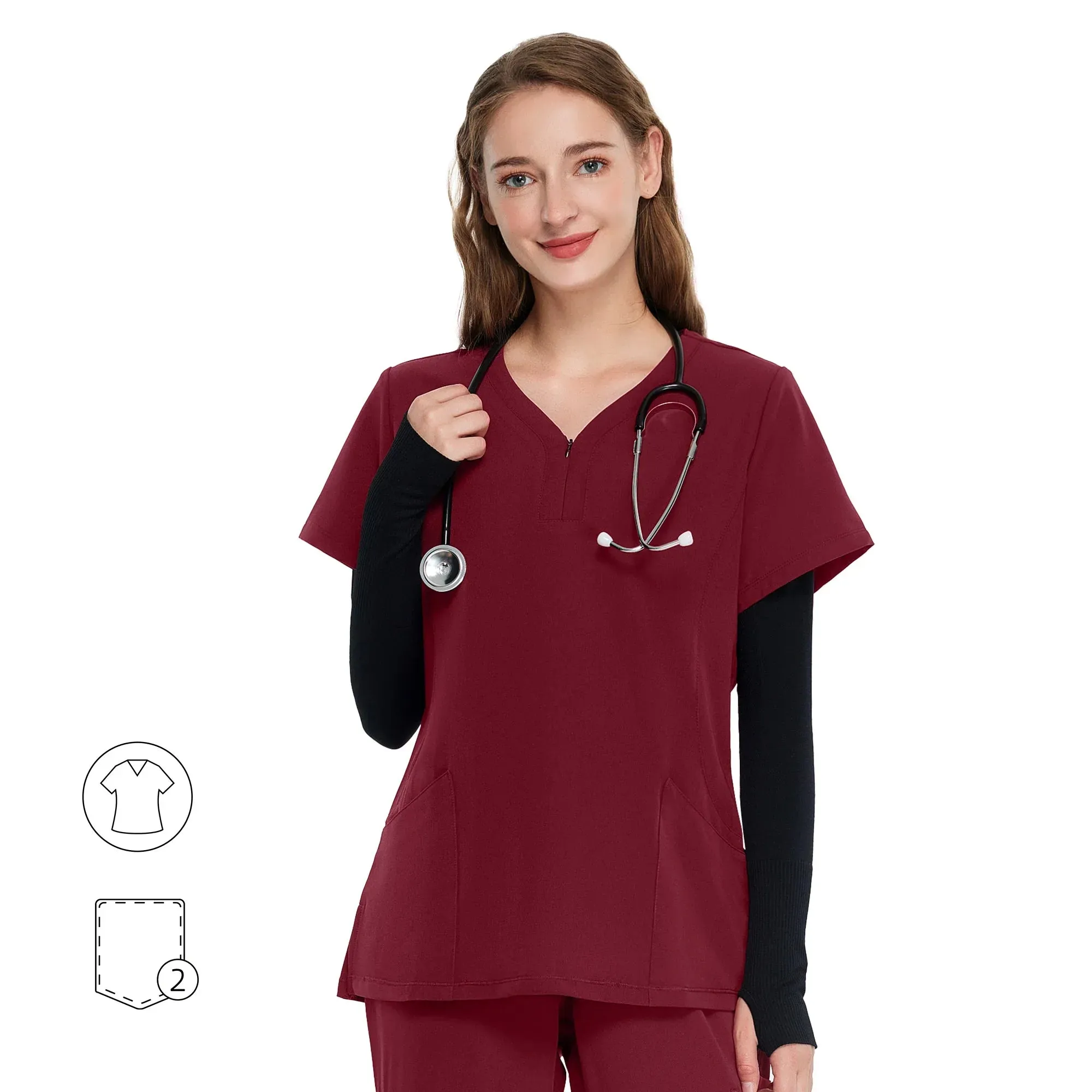 Atlas Y-Neck Zip Scrub Top sold by Uniforms World