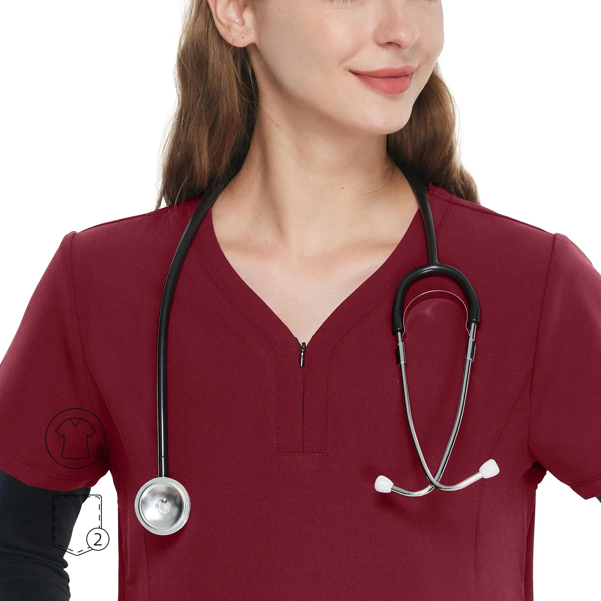 Atlas Y-Neck Zip Scrub Top sold by Uniforms World product image thumbnail 3