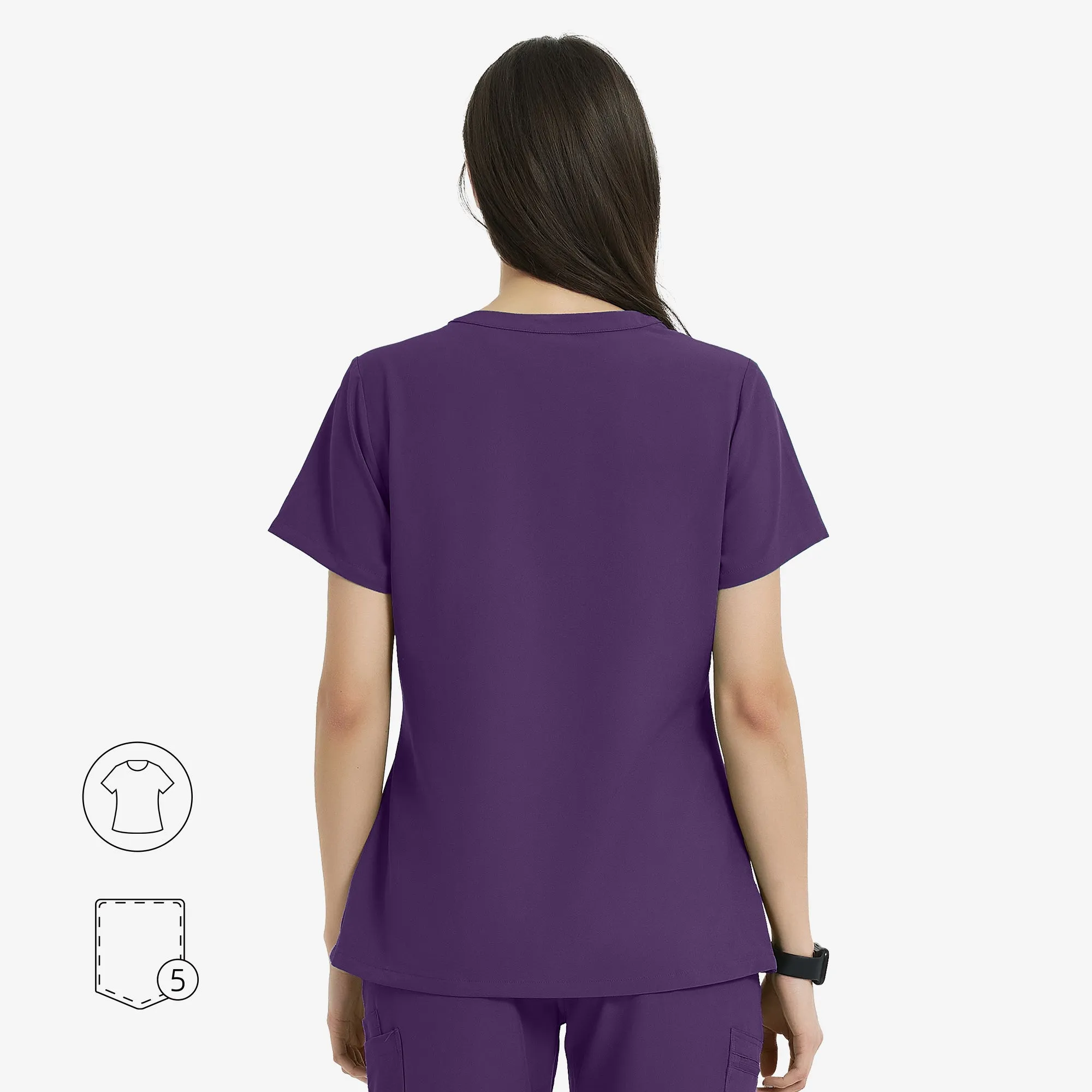 Melisa V-Neck Collar Scrub Top - Zipper Placket sold by Uniforms World product image thumbnail 2