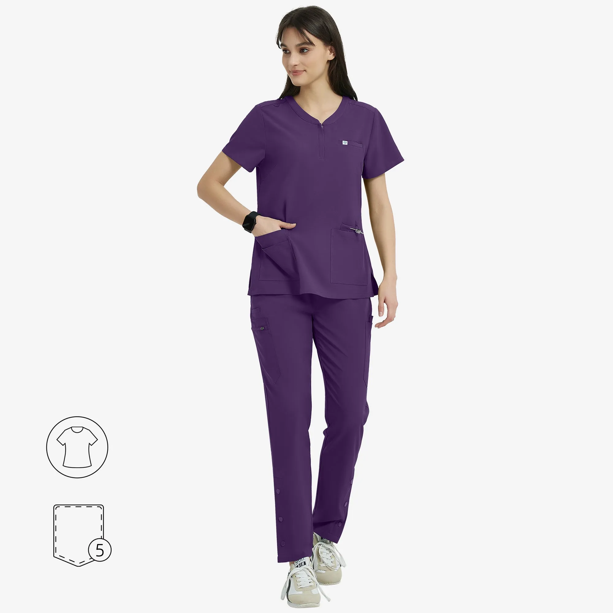 Melisa V-Neck Collar Scrub Top - Zipper Placket sold by Uniforms World product image thumbnail 3