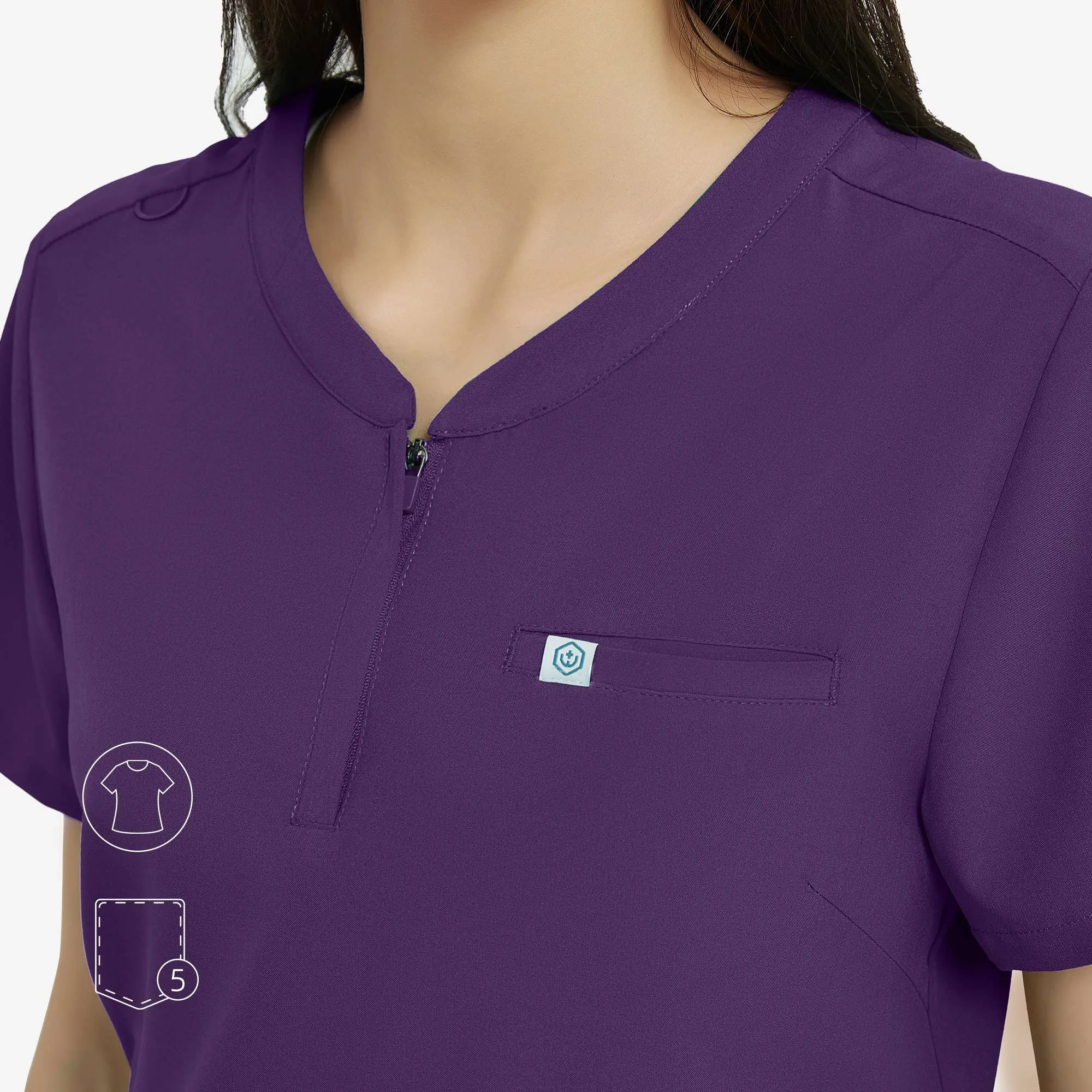 Melisa V-Neck Collar Scrub Top - Zipper Placket sold by Uniforms World product image thumbnail 4
