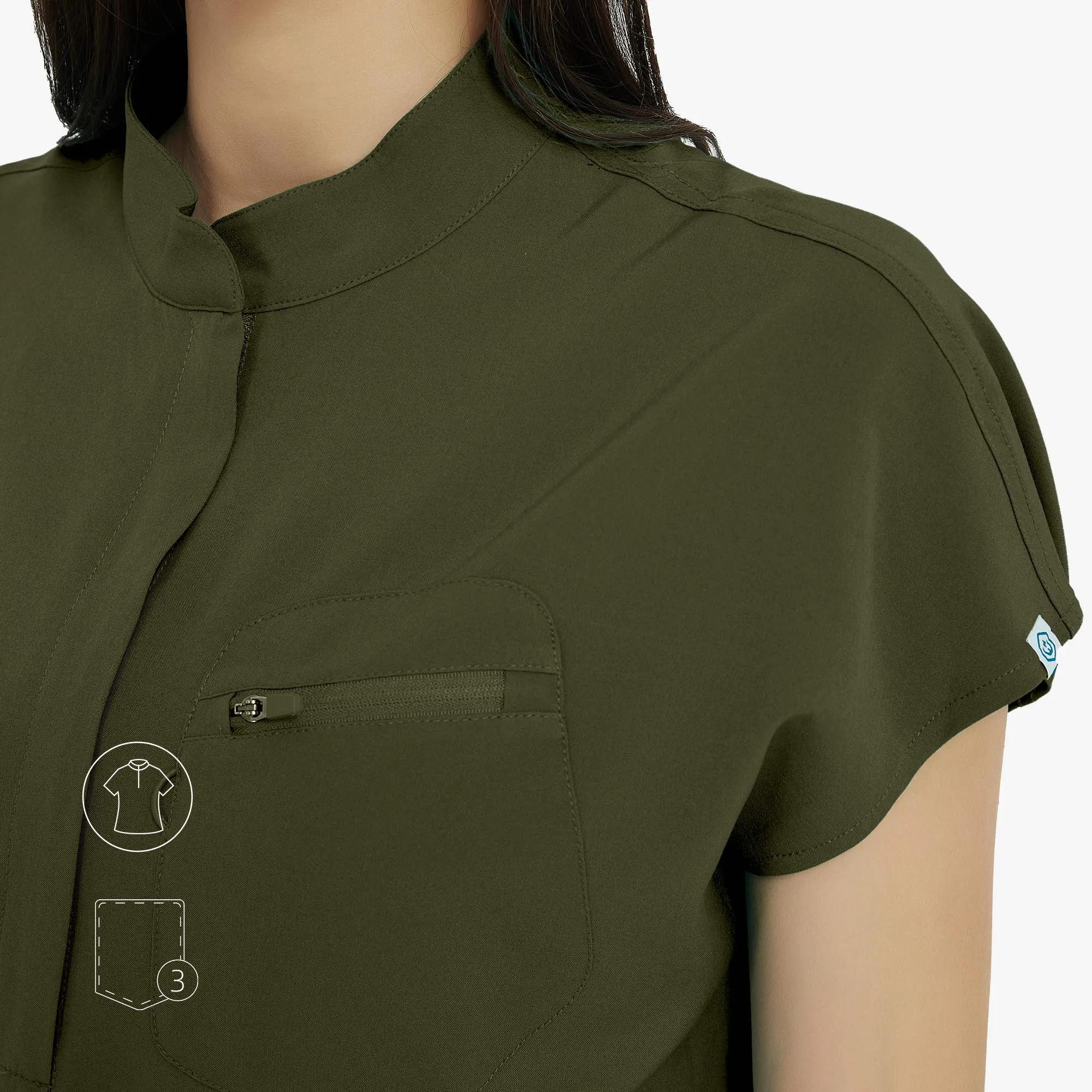 Raven Mandarin Collar Scrub Top - Zipper Placket sold by Uniforms World product image thumbnail 3