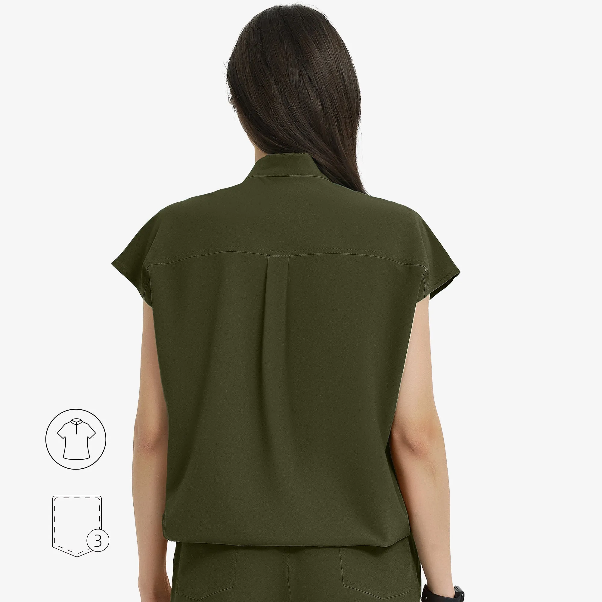 Raven Mandarin Collar Scrub Top - Zipper Placket sold by Uniforms World product image thumbnail 2