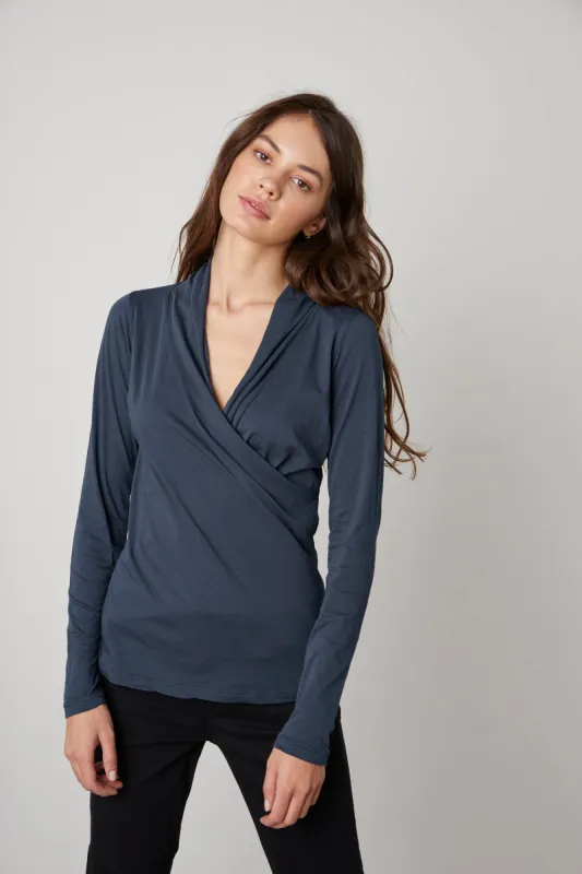 MERI GAUZY WHISPER TOP IN MIDNIGHT sold by Velvet Tees