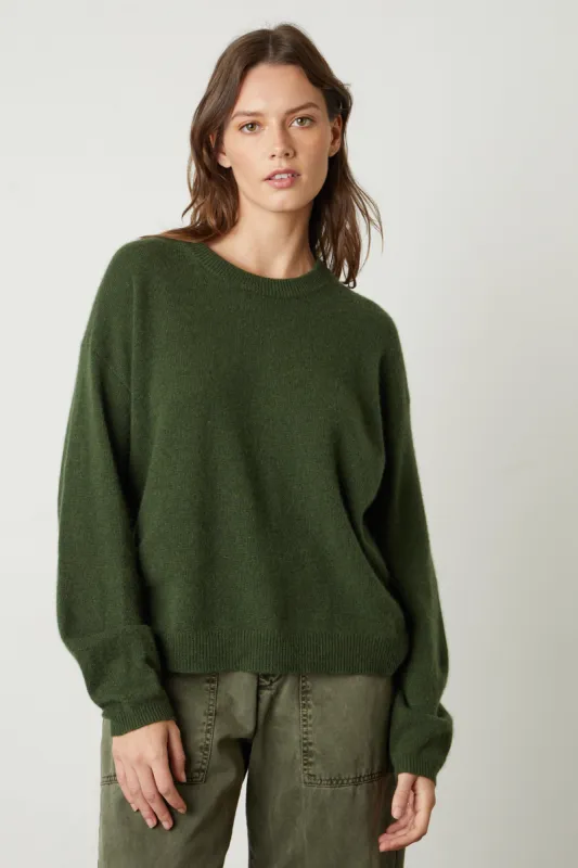 BRYNNE CASHMERE CREW NECK SWEATER IN FOREST sold by Velvet Tees