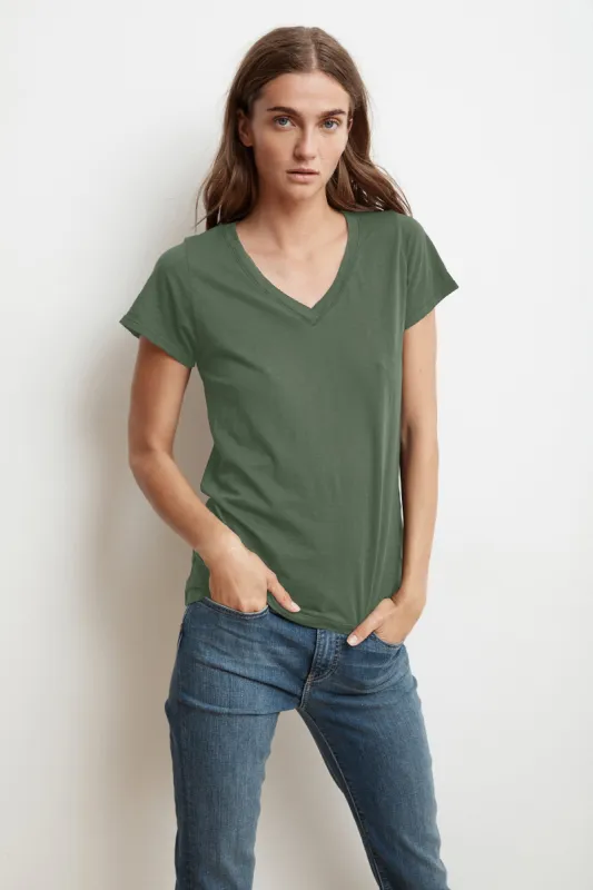 JILL COTTON SLUB T-SHIRT IN ALOE sold by Velvet Tees