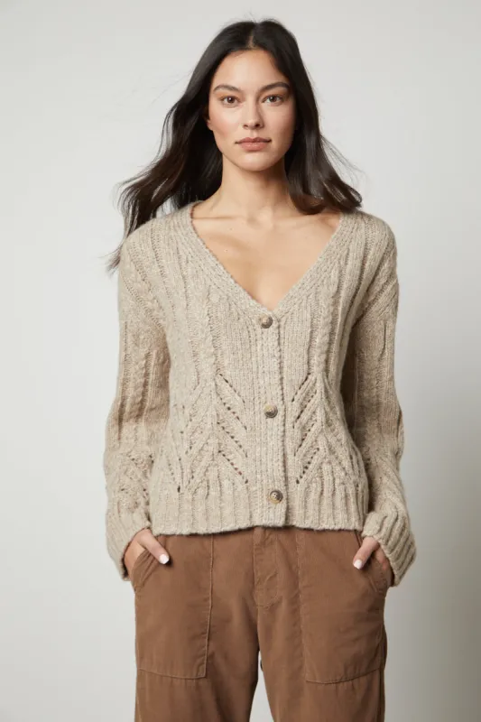 HAZEL CARDIGAN IN OATMEAL sold by Velvet Tees