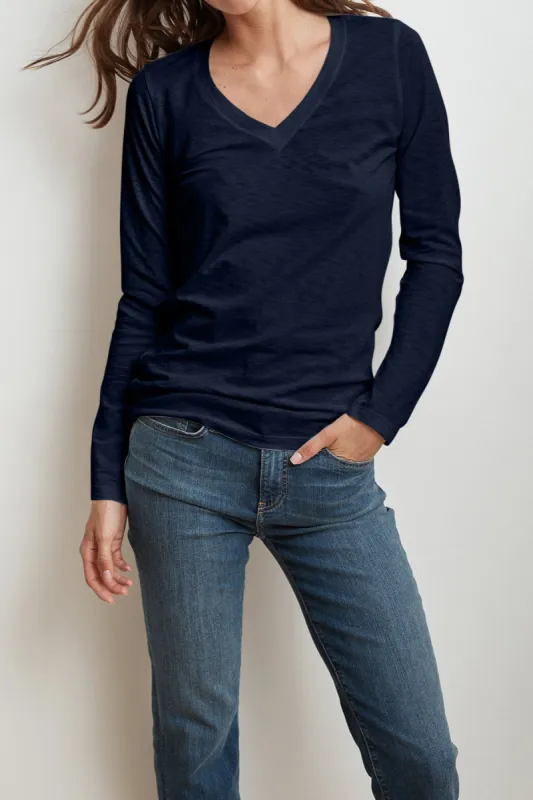 BRIDGET COTTON SLUB T-SHIRT IN MIDNIGHT sold by Velvet Tees