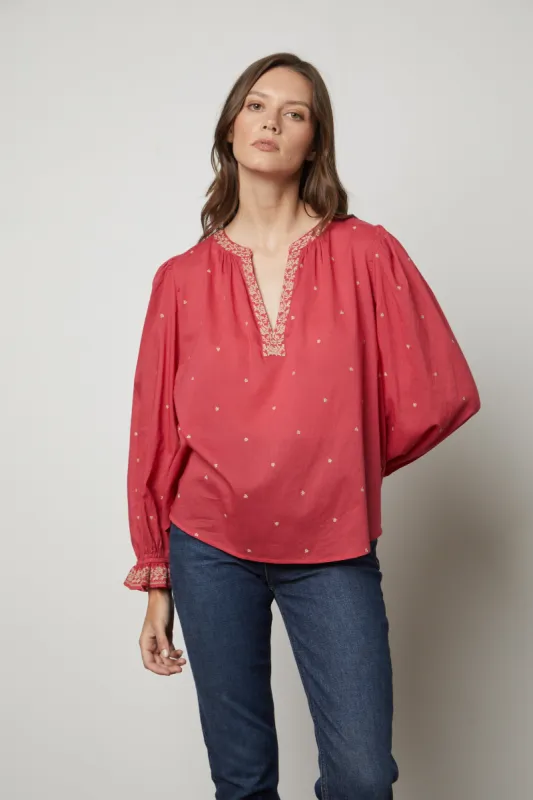 ANIA TOP IN BERRY sold by Velvet Tees