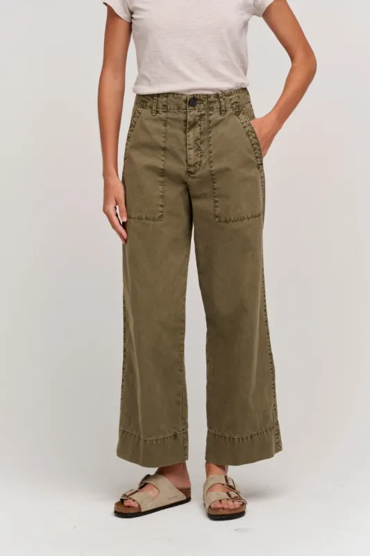 MYA COTTON CANVAS TROUSERS IN AXE sold by Velvet Tees