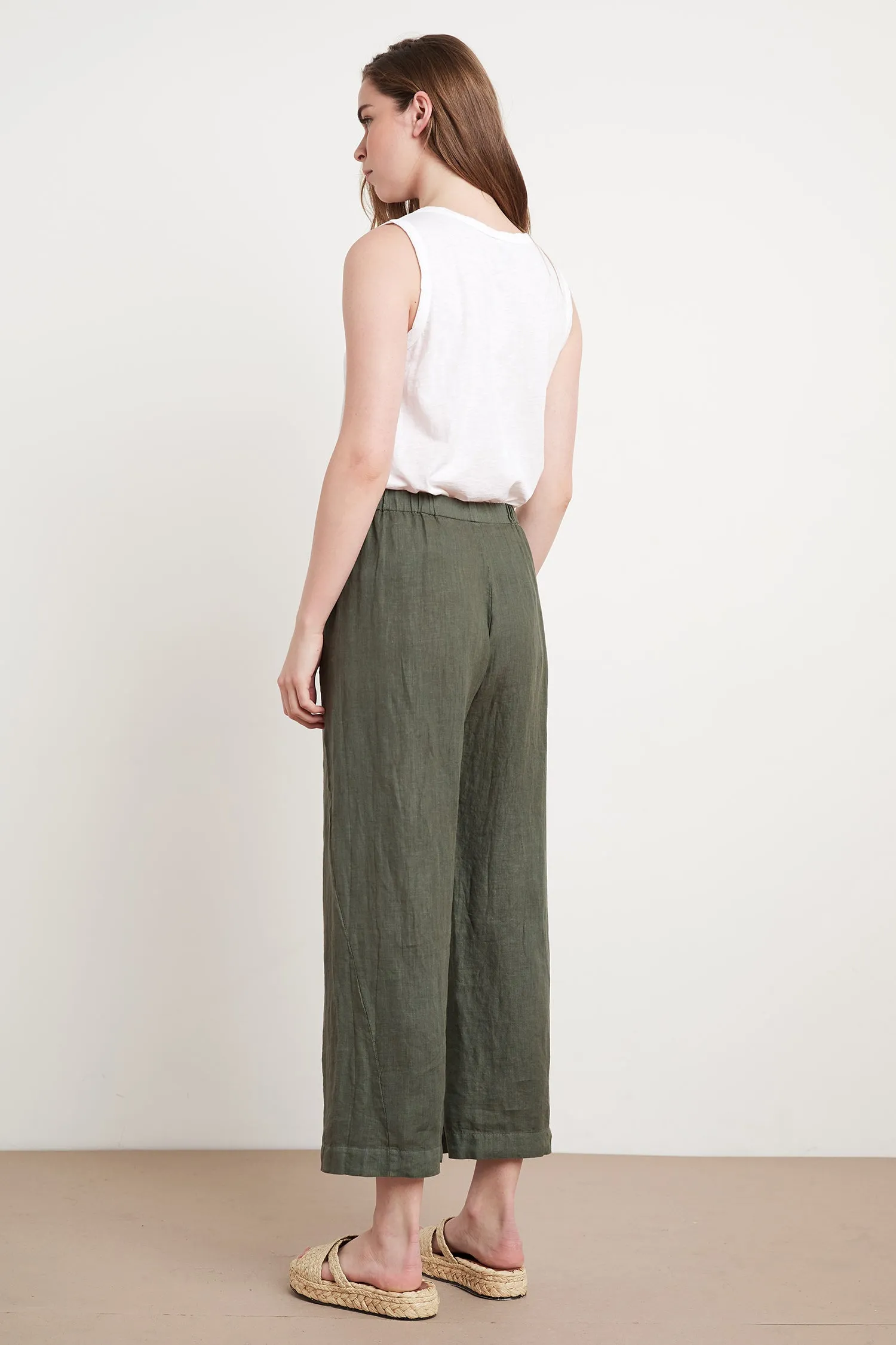 LOLA WOVEN LINEN TROUSERS IN ELM sold by Velvet Tees product image thumbnail 3