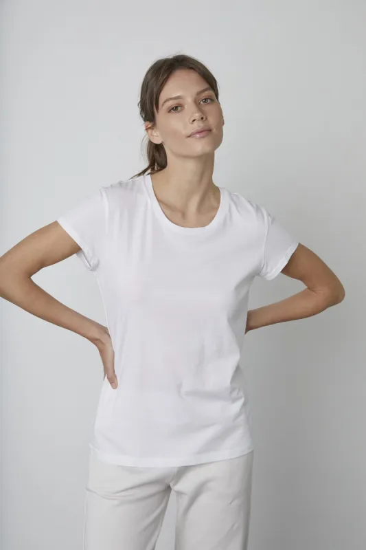 TRISHA WHISPER COTTON T-SHIRT IN WHITE sold by Velvet Tees