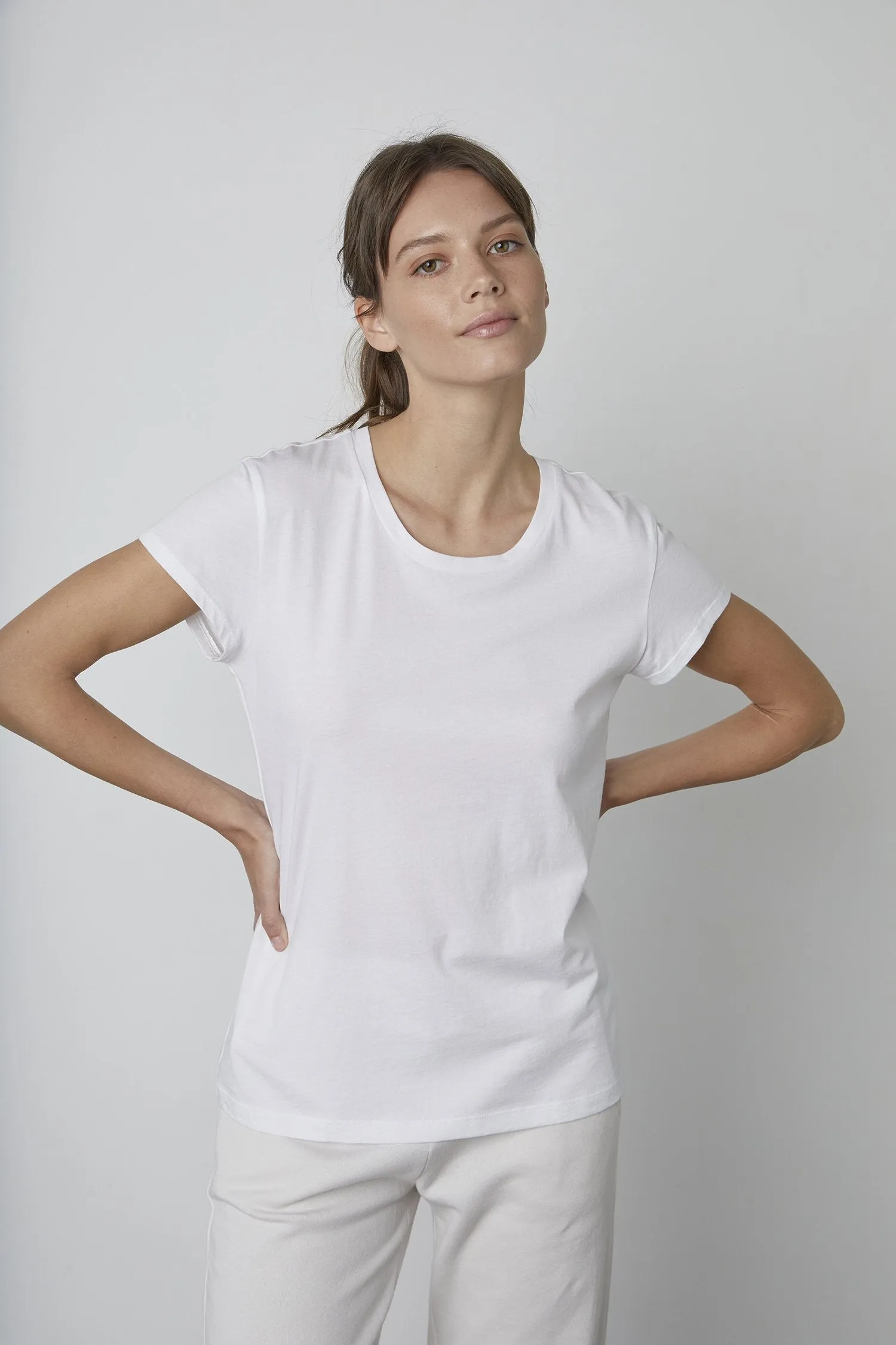 TRISHA WHISPER COTTON T-SHIRT IN WHITE sold by Velvet Tees