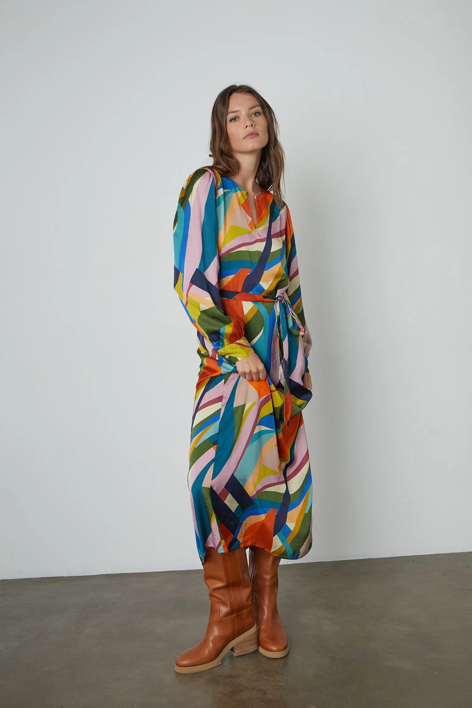 NYOMI PRINTED MIDI DRESS IN MULTI sold by Velvet Tees product image thumbnail 4