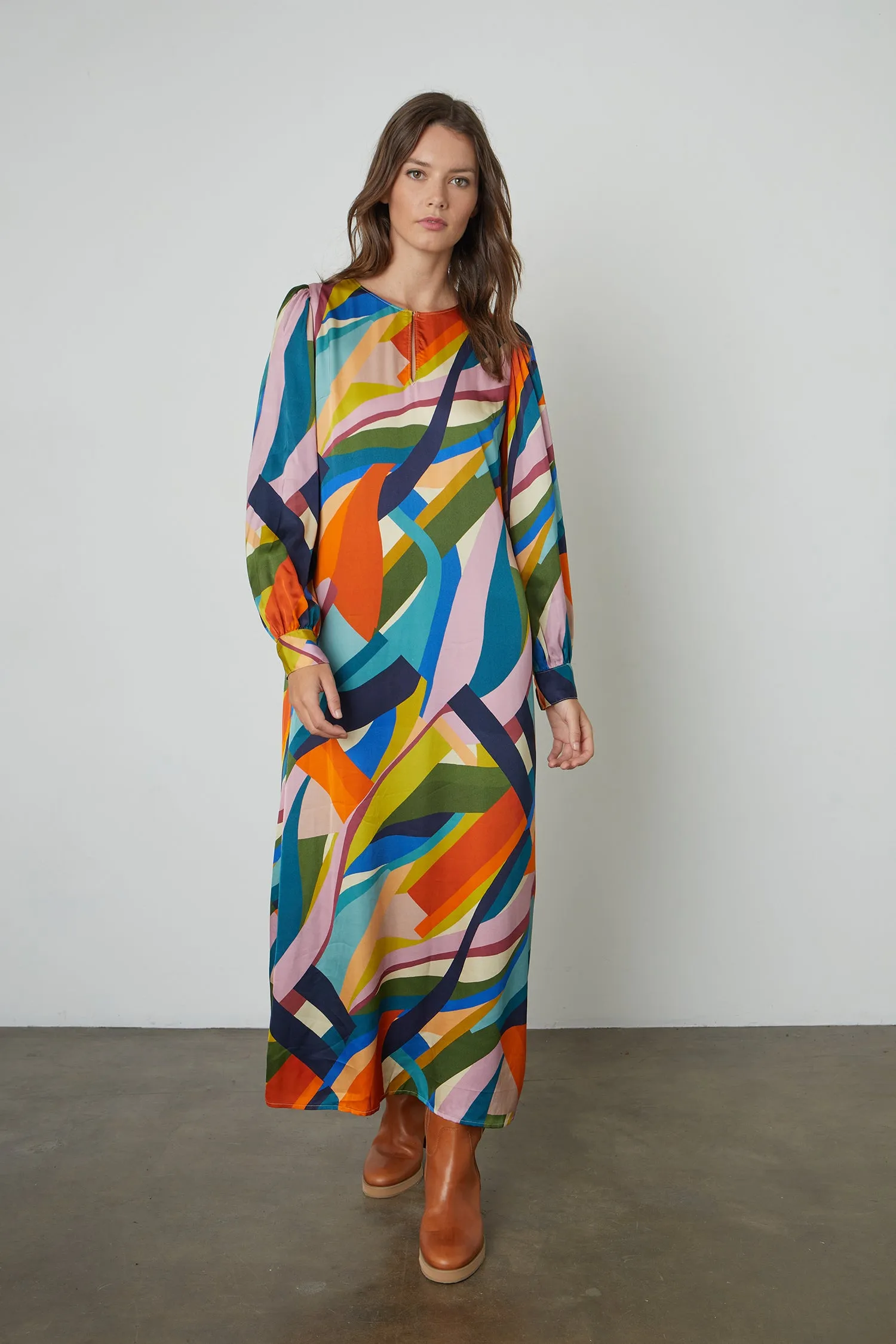 NYOMI PRINTED MIDI DRESS IN MULTI sold by Velvet Tees product image thumbnail 3
