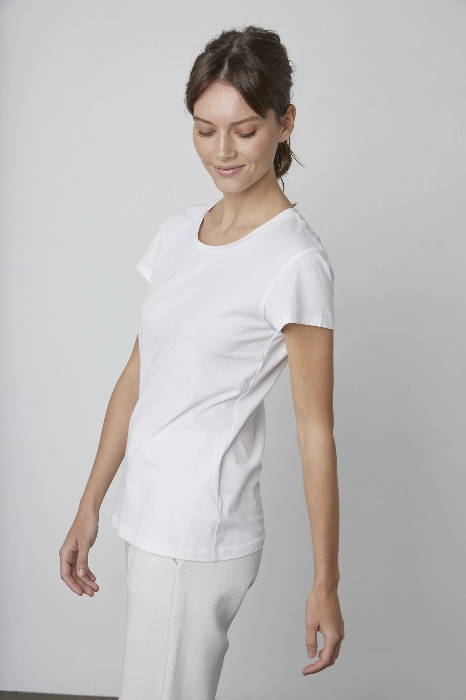 TRISHA WHISPER COTTON T-SHIRT IN WHITE sold by Velvet Tees product image thumbnail 4