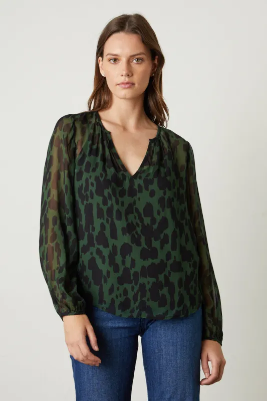 EDNA PRINTED TOP IN AIRBRUSH sold by Velvet Tees