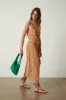 CATERINA GEO PRINT CREPE DRESS IN ORANGE sold by Velvet Tees