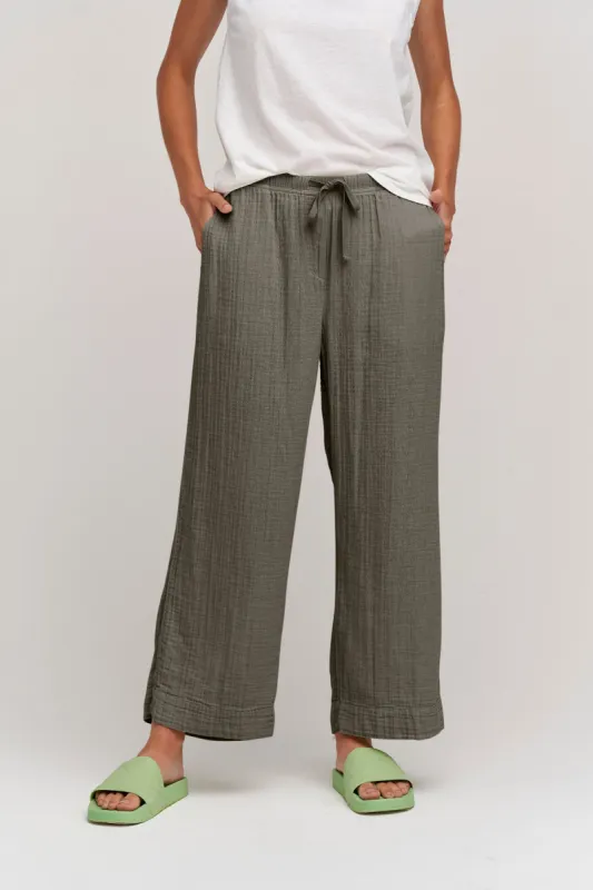 FRANNY COTTON GAUZE TROUSERS IN CAVIAR sold by Velvet Tees
