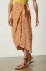 ALISHA GEO PRINT CREPE SKIRT IN ORANGE sold by Velvet Tees
