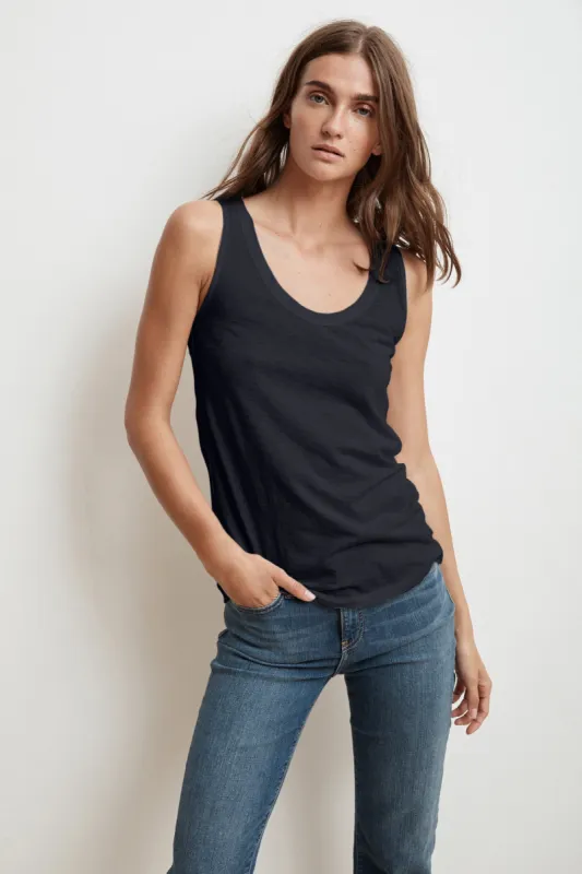 JEN SCOOP NECK TANK TOP IN INK sold by Velvet Tees