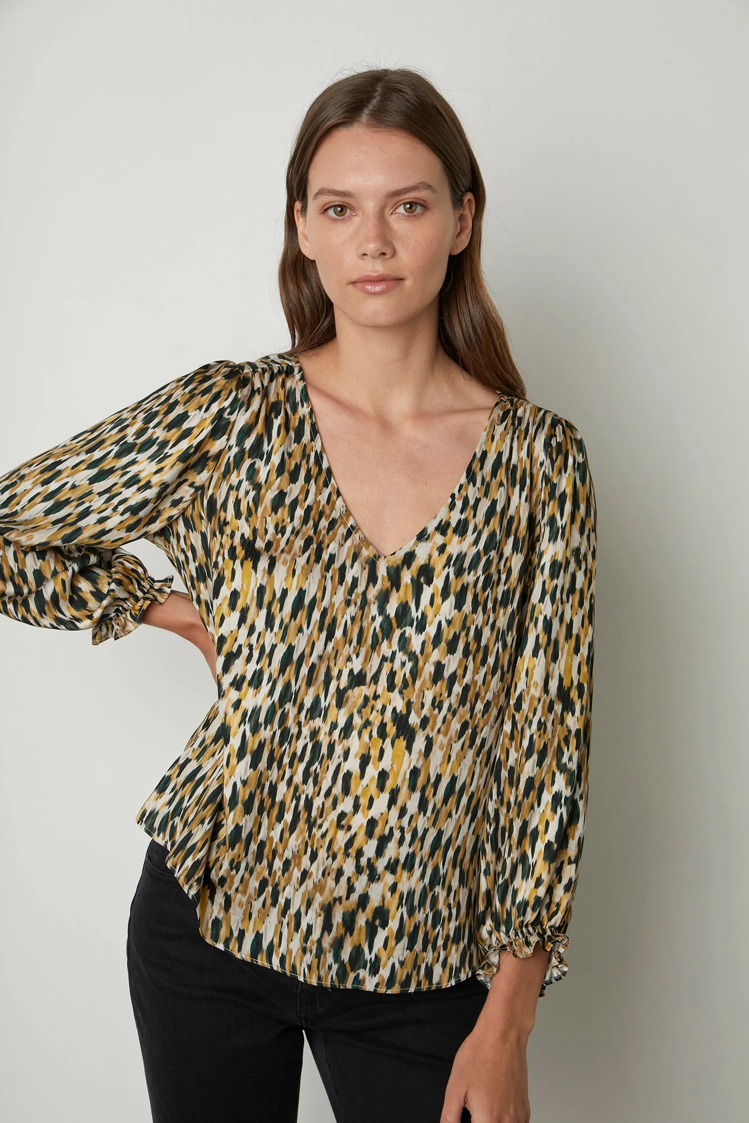 HADLEE PRINTED BLOUSE IN GEM sold by Velvet Tees