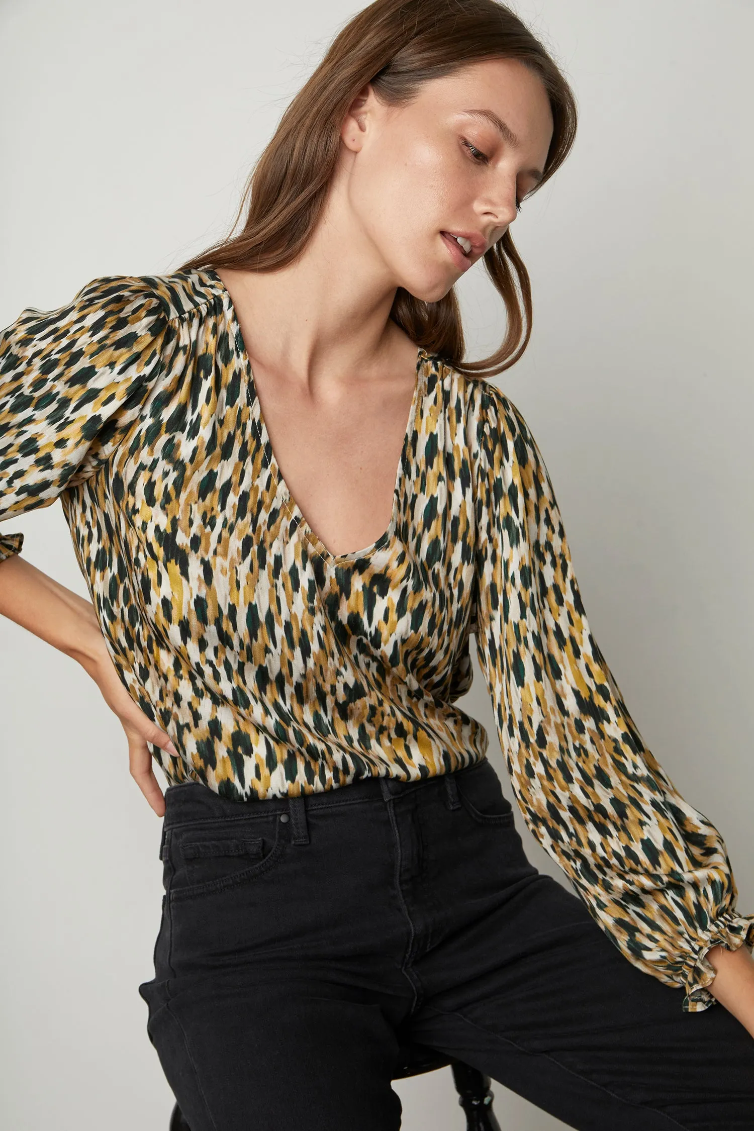 HADLEE PRINTED BLOUSE IN GEM sold by Velvet Tees product image thumbnail 4