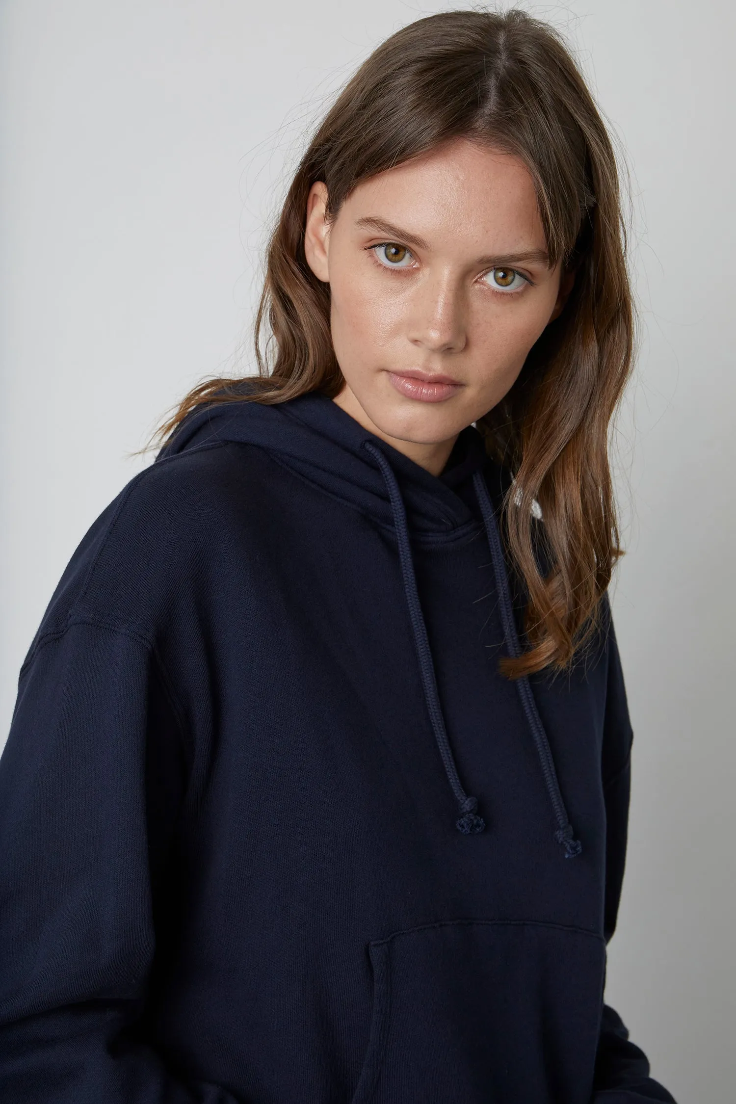 MICHELLE FLEECE HOODIE IN NAVY sold by Velvet Tees product image thumbnail 4