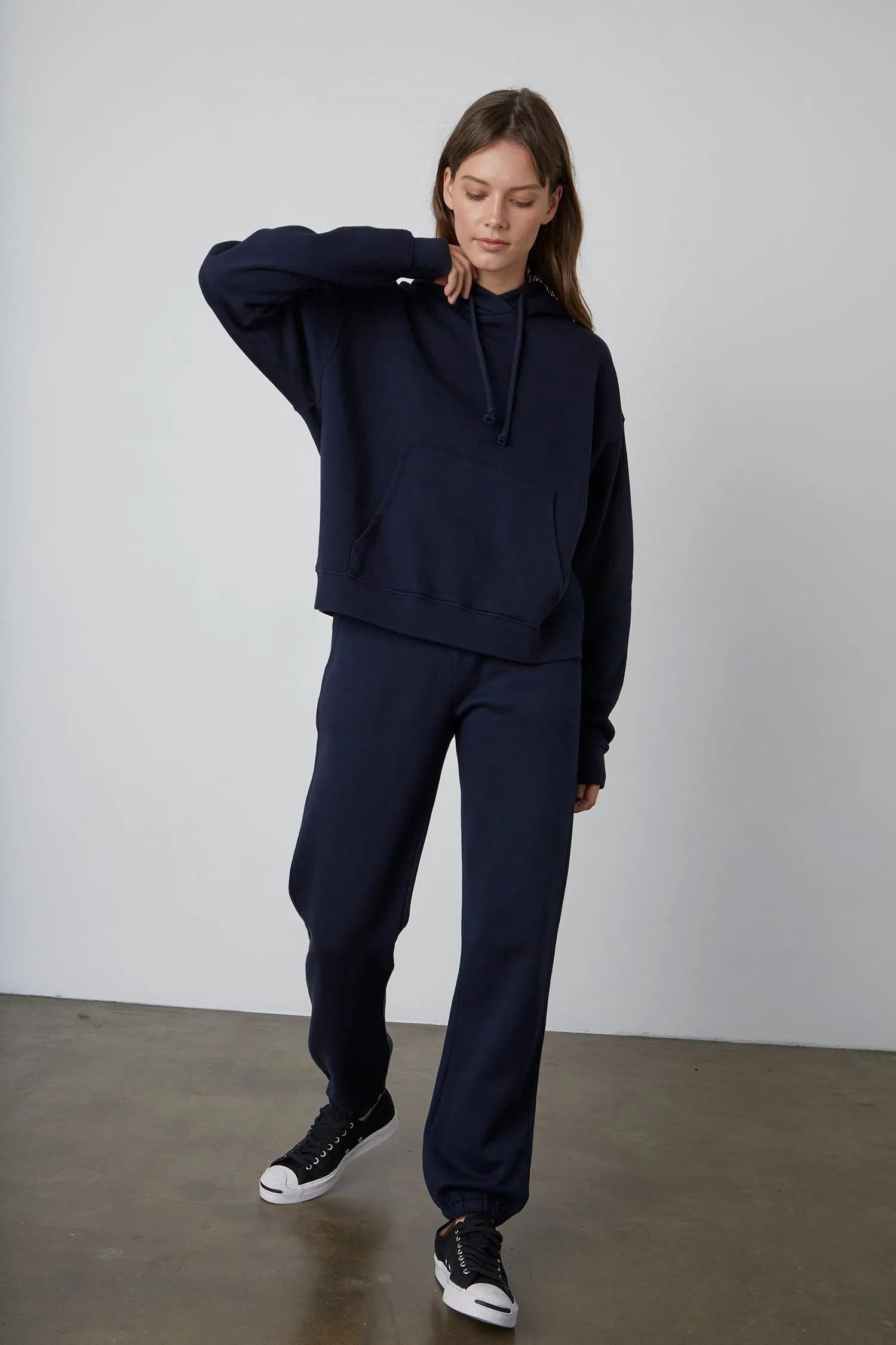 MICHELLE FLEECE HOODIE IN NAVY sold by Velvet Tees product image thumbnail 2