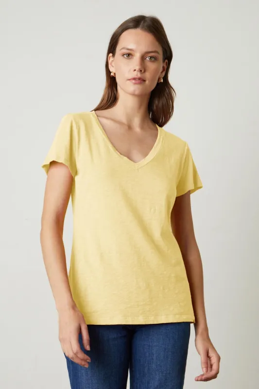 LILITH COTTON SLUB T-SHIRT IN DAISY sold by Velvet Tees