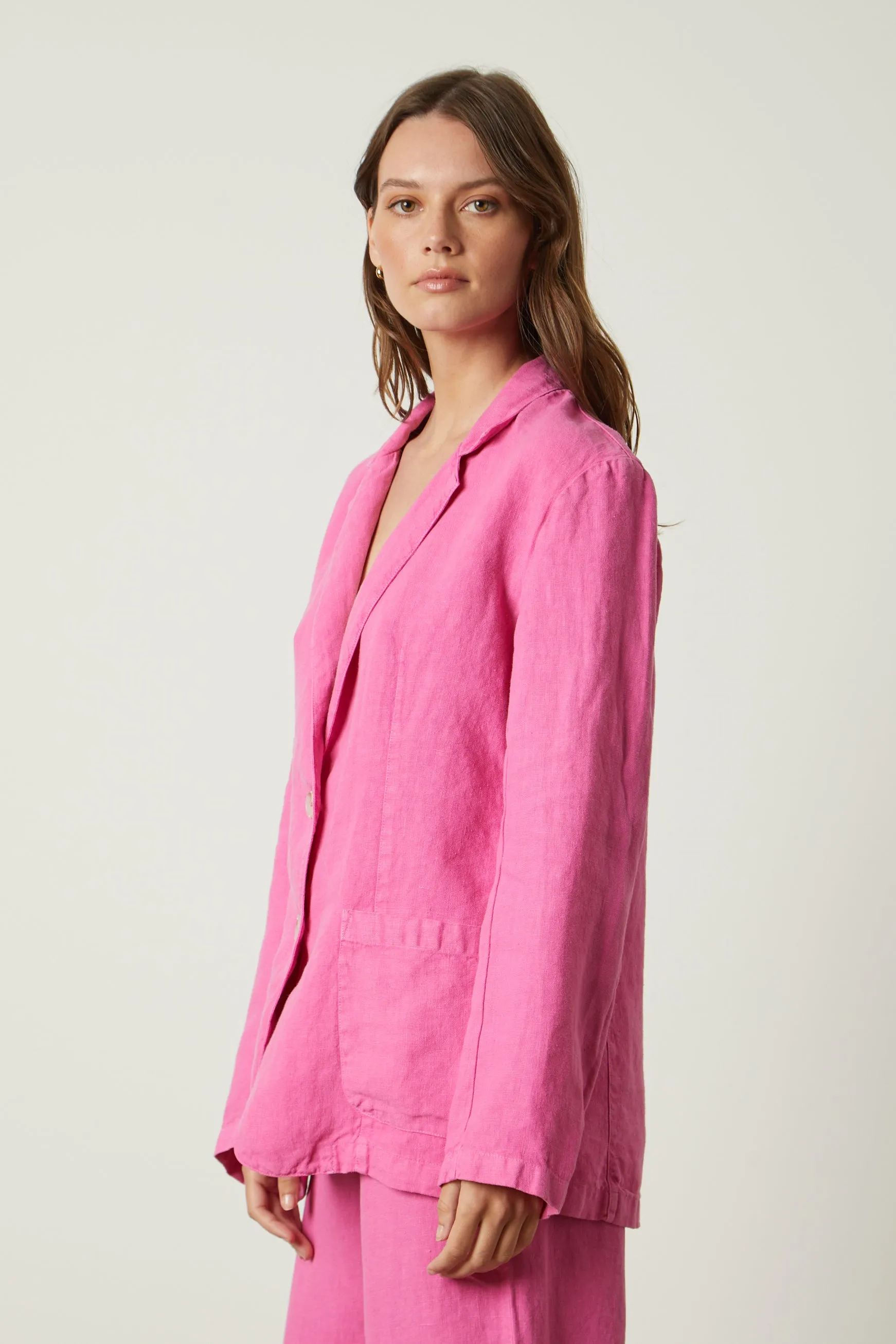 CASSIE HEAVY LINEN BLAZER IN FLAMINGO sold by Velvet Tees product image thumbnail 2