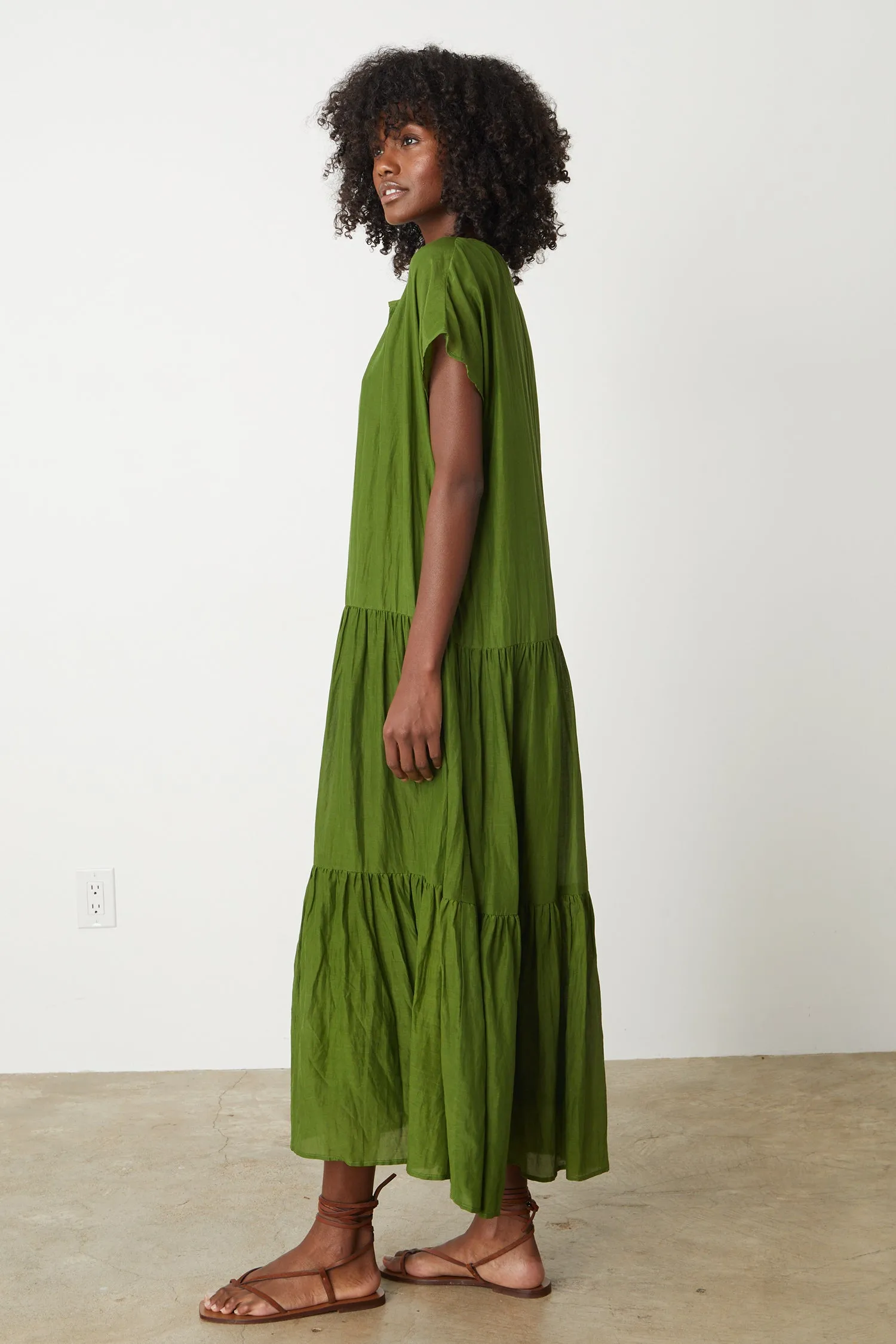 ADA SILK COTTON VOILE DRESS IN MOSS sold by Velvet Tees product image thumbnail 2