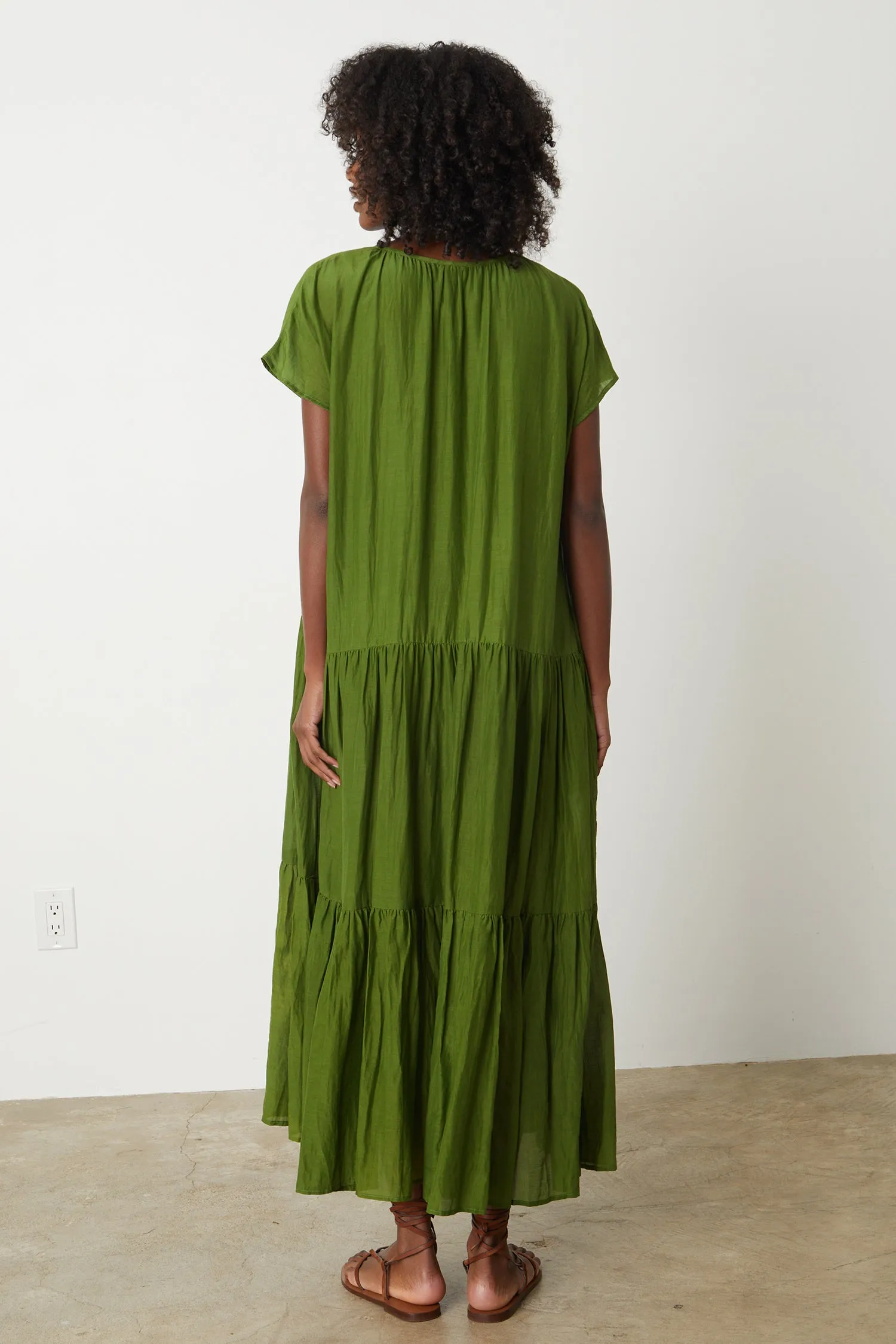 ADA SILK COTTON VOILE DRESS IN MOSS sold by Velvet Tees product image thumbnail 3