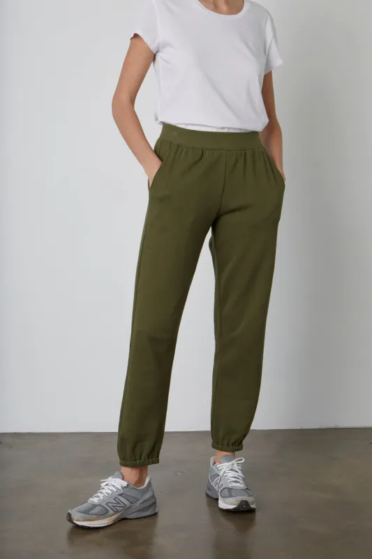 MEGAN FLEECE SWEATPANT IN KHAKI sold by Velvet Tees