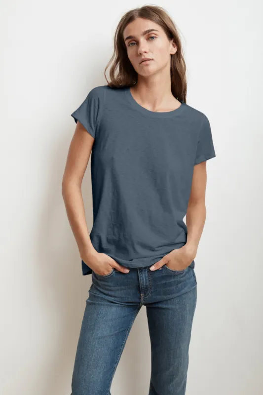 TRESSA COTTON SLUB T-SHIRT IN MIDNIGHT sold by Velvet Tees