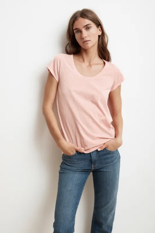 KATIE CITY COTTON SLUB TEE IN ROSETTA sold by Velvet Tees