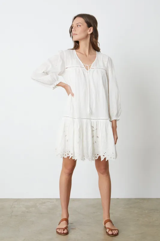 RENEE SUMMER EMBROIDERY DRESS IN IVORY sold by Velvet Tees