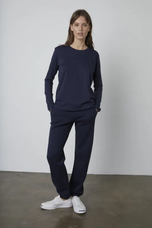 DANIELA WHISPER COTTON T-SHIRT IN NAVY sold by Velvet Tees