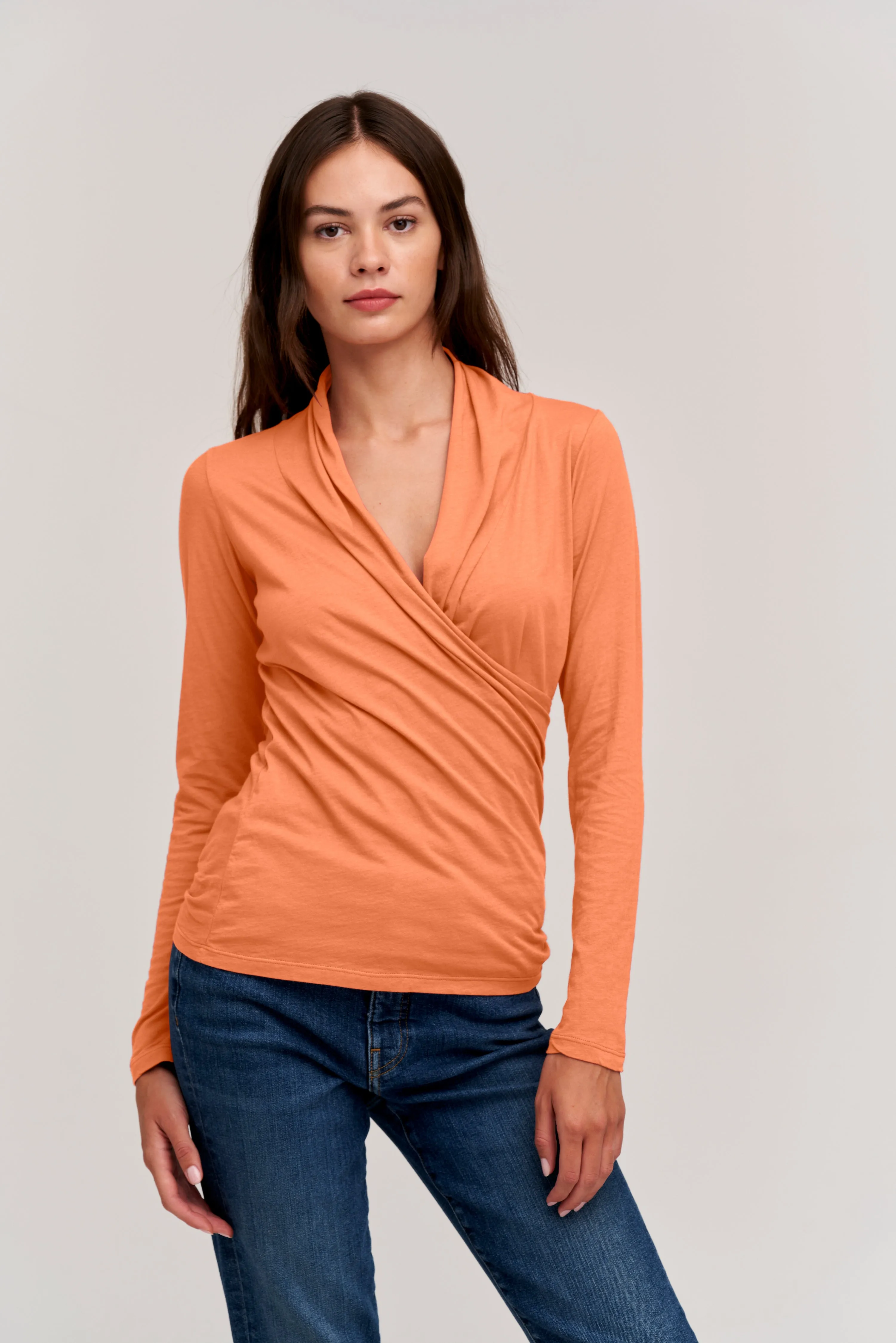 MERI GAUZY WHISPER TOP IN CORAL sold by Velvet Tees