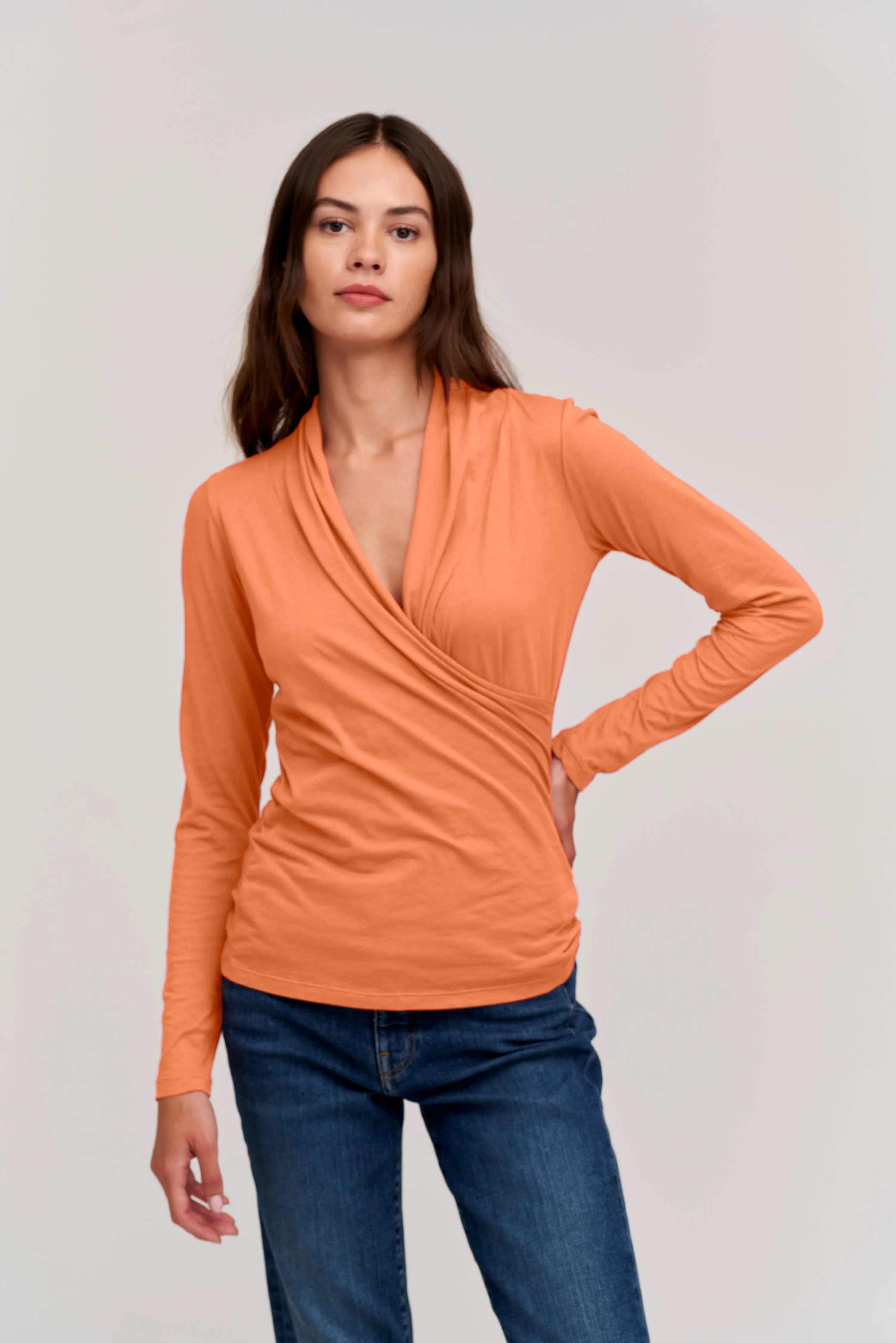 MERI GAUZY WHISPER TOP IN CORAL sold by Velvet Tees product image thumbnail 4