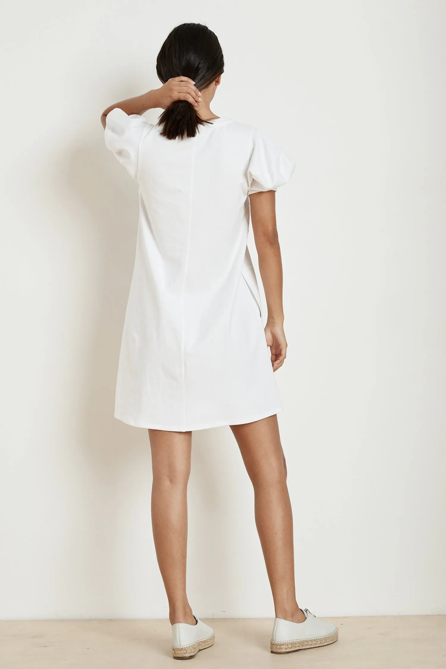MOLLIE STRUCTURED COTTON PUFF SLEEVE DRESS IN WHITE sold by Velvet Tees product image thumbnail 3