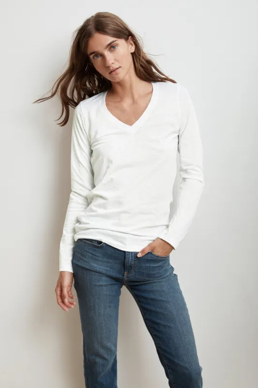 BRIDGET CITY COTTON SLUB T-SHIRT IN WHITE sold by Velvet Tees