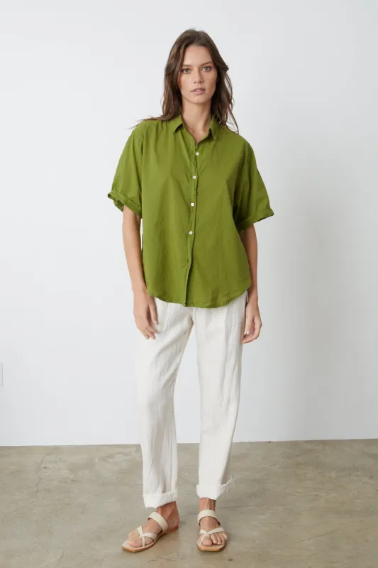 CINDY HEAVY LINEN TROUSERS IN CHALK sold by Velvet Tees