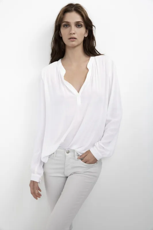 ROSIE RAYON CHALLIS BLOUSE IN WHITE sold by Velvet Tees