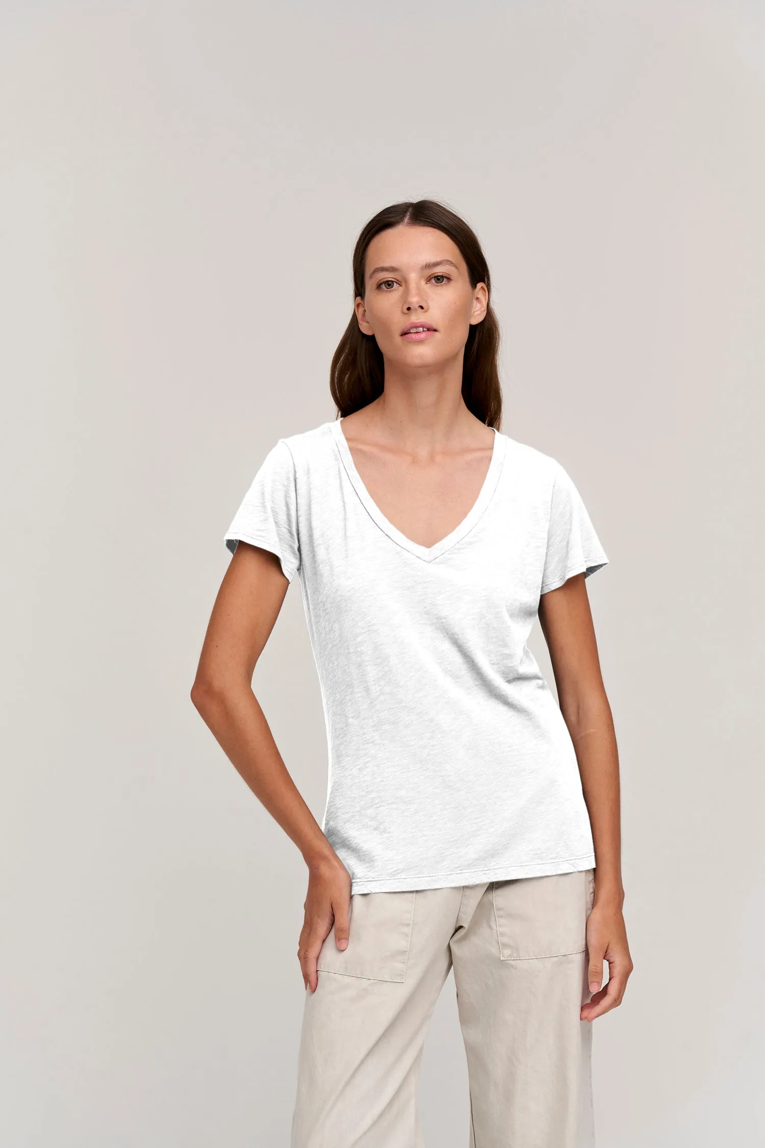 LILITH COTTON SLUB T-SHIRT IN WHITE sold by Velvet Tees product image thumbnail 3