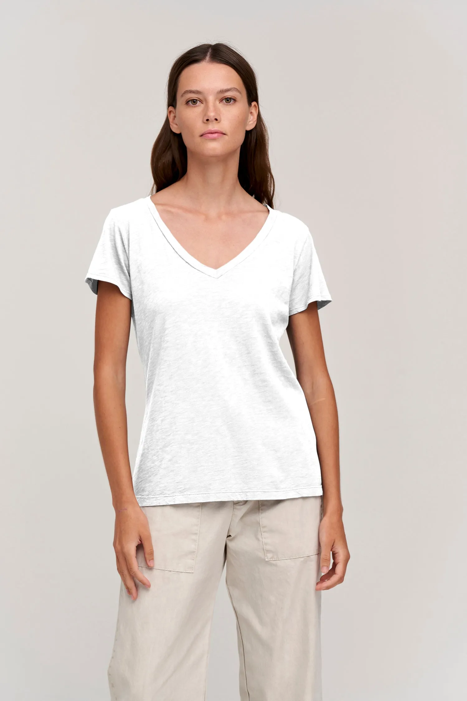 LILITH COTTON SLUB T-SHIRT IN WHITE sold by Velvet Tees product image thumbnail 2