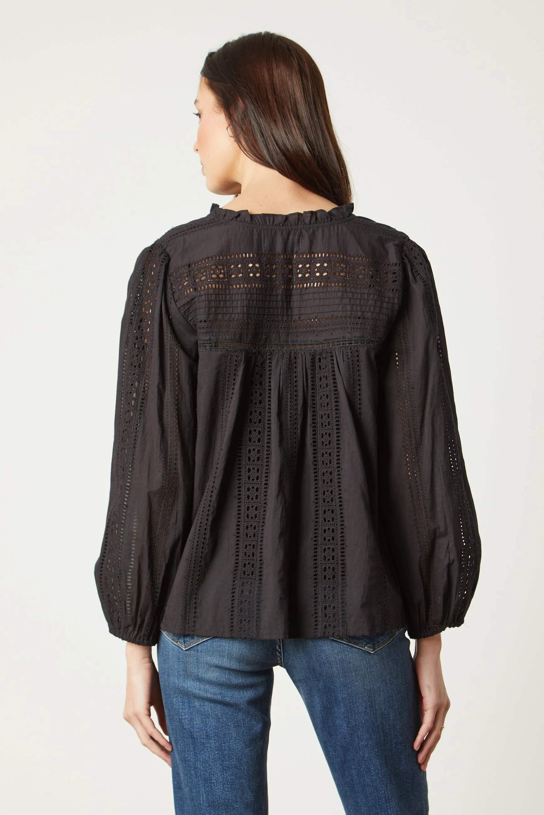 JORDYN EMBROIDERED COTTON TOP IN BLACK sold by Velvet Tees product image thumbnail 3