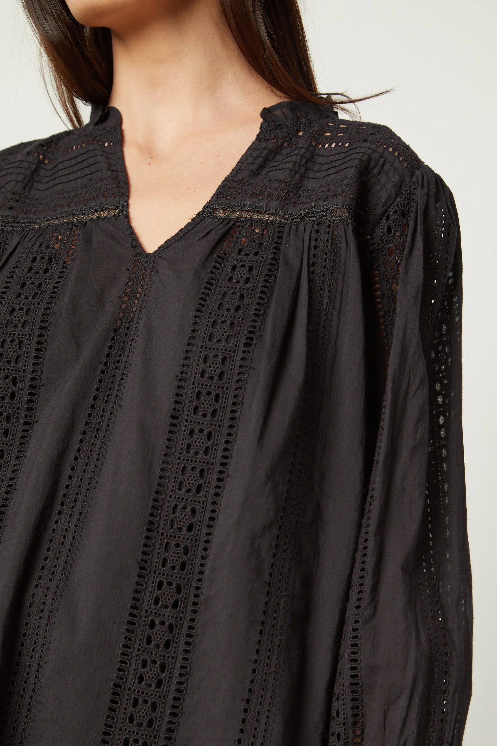 JORDYN EMBROIDERED COTTON TOP IN BLACK sold by Velvet Tees product image thumbnail 5