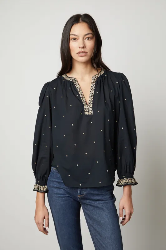 ANIA TOP IN BLACK sold by Velvet Tees