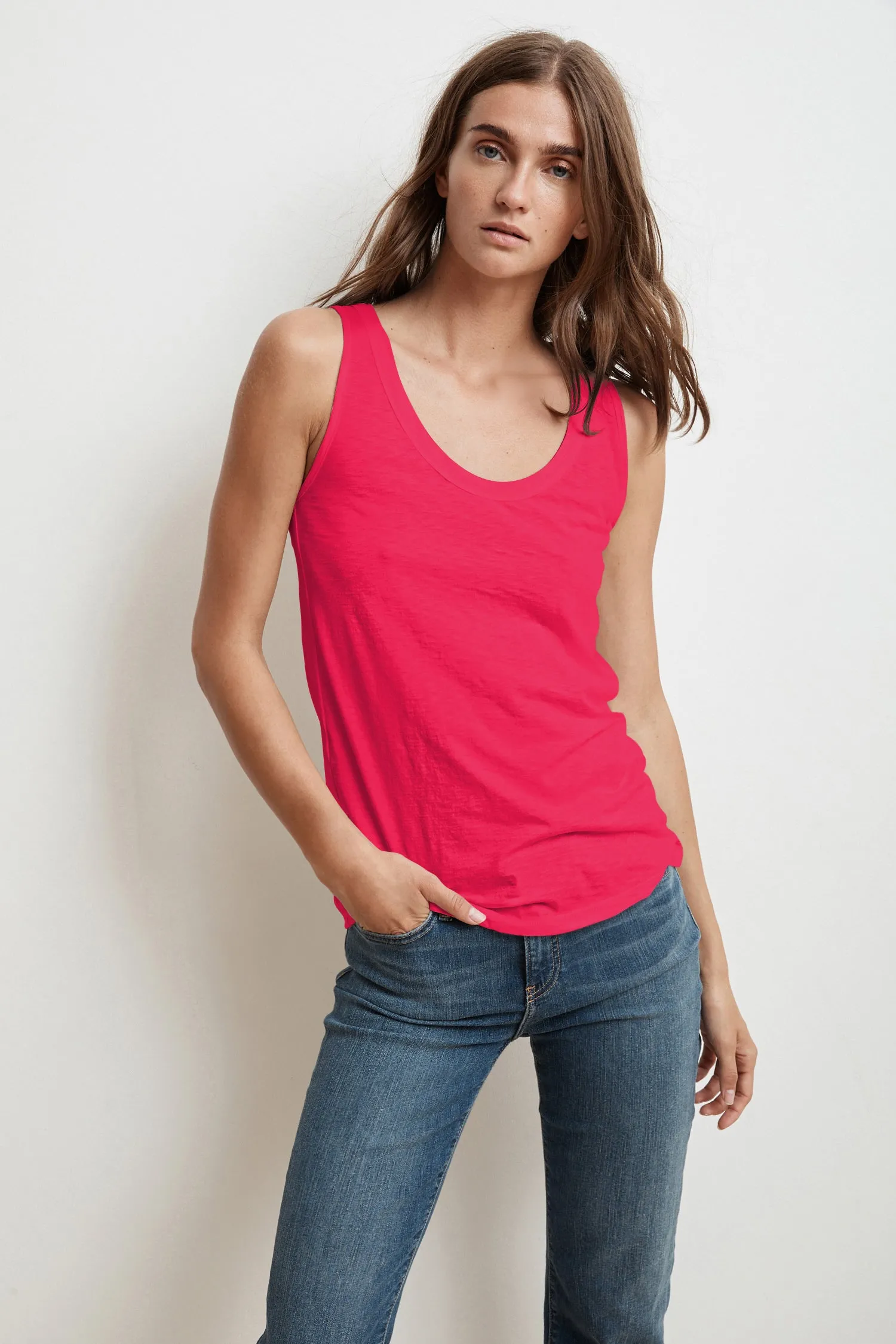 JEN SCOOP NECK TANK TOP IN FLIRTY sold by Velvet Tees product image thumbnail 2